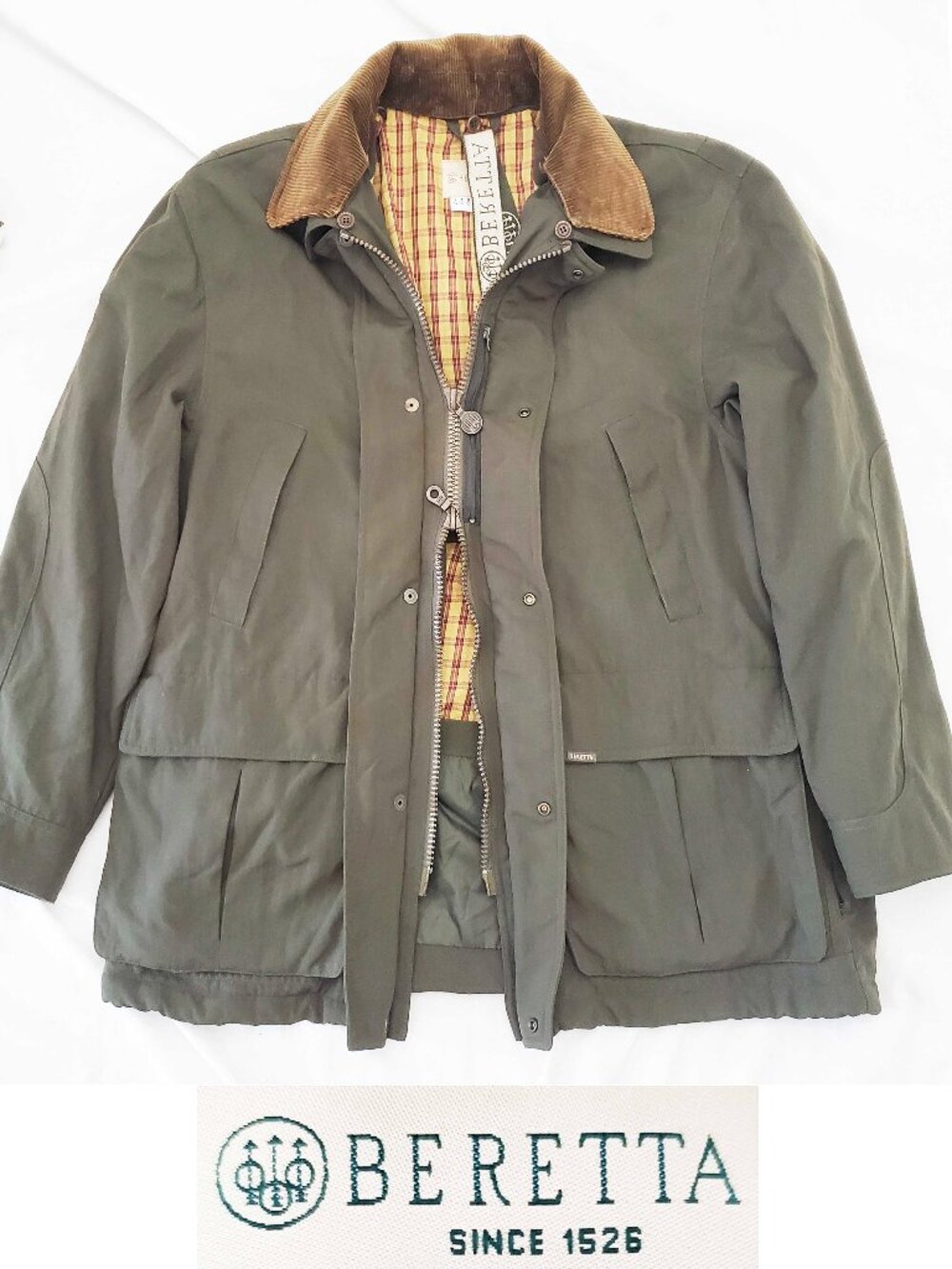 Beretta Men's Olive Green Gun-5 High-Tex Shooting Hunting Jacket Field Coat 42 L